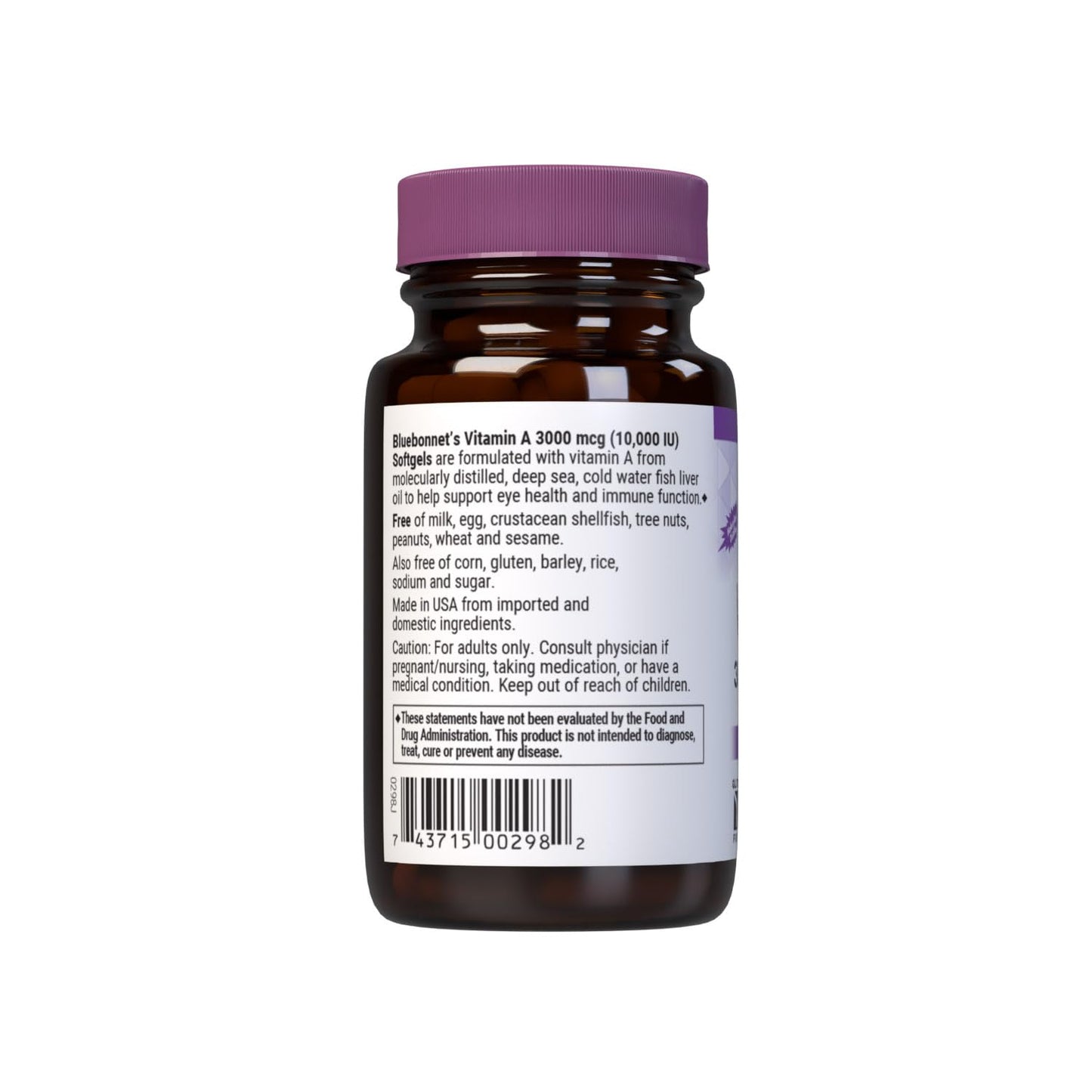 Pre-Order | Arrives in 5–10 Days – Bluebonnet Nutrition Vitamin A 10,000 IU from Deep Sea, Cold Water, Fish Oil - For Eye Health & Immune Function* - Gluten Free - Dairy Free - Molecularly Distilled - 100 Softgels - 100 Servings