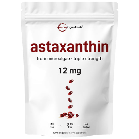 Pre-Order | Arrives in 5–10 Days – Astaxanthin 12mg, 120 Softgels, 4 Month Supply | Premium Astaxanthin Antioxidant Supplements | Fresh Microalgae Source | Supports Eye, Joint, Internal Circulation, Skin Health & Natural Tanning