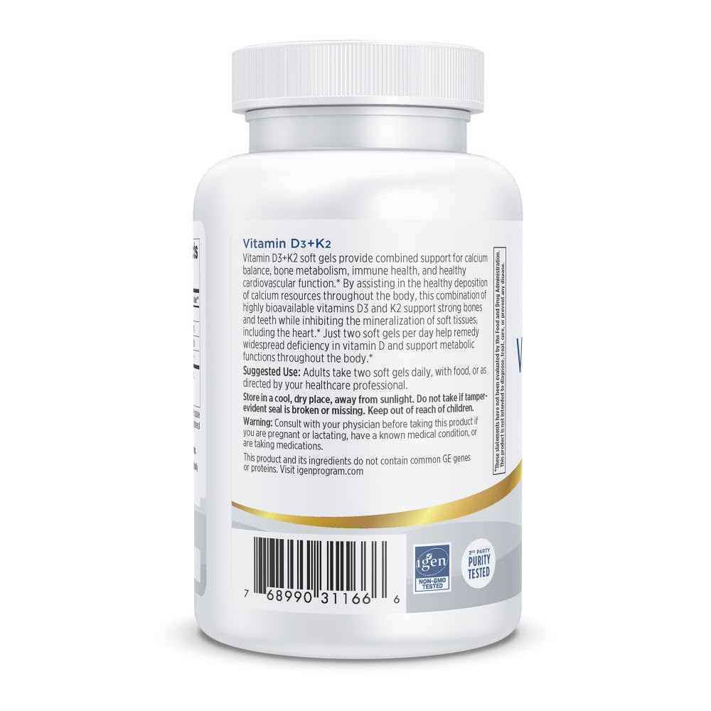 Pre-Order | Arrives in 5–10 Days – Nordic Naturals Professional Grade Vitamin D3+K2 Supplement, Orange Flavor - 60 Soft Gels - 4000 IU Vitamin D3 & 180 mcg K2- Promotes Calcium Balance & Immune Function - Non-GMO - 30 Servings