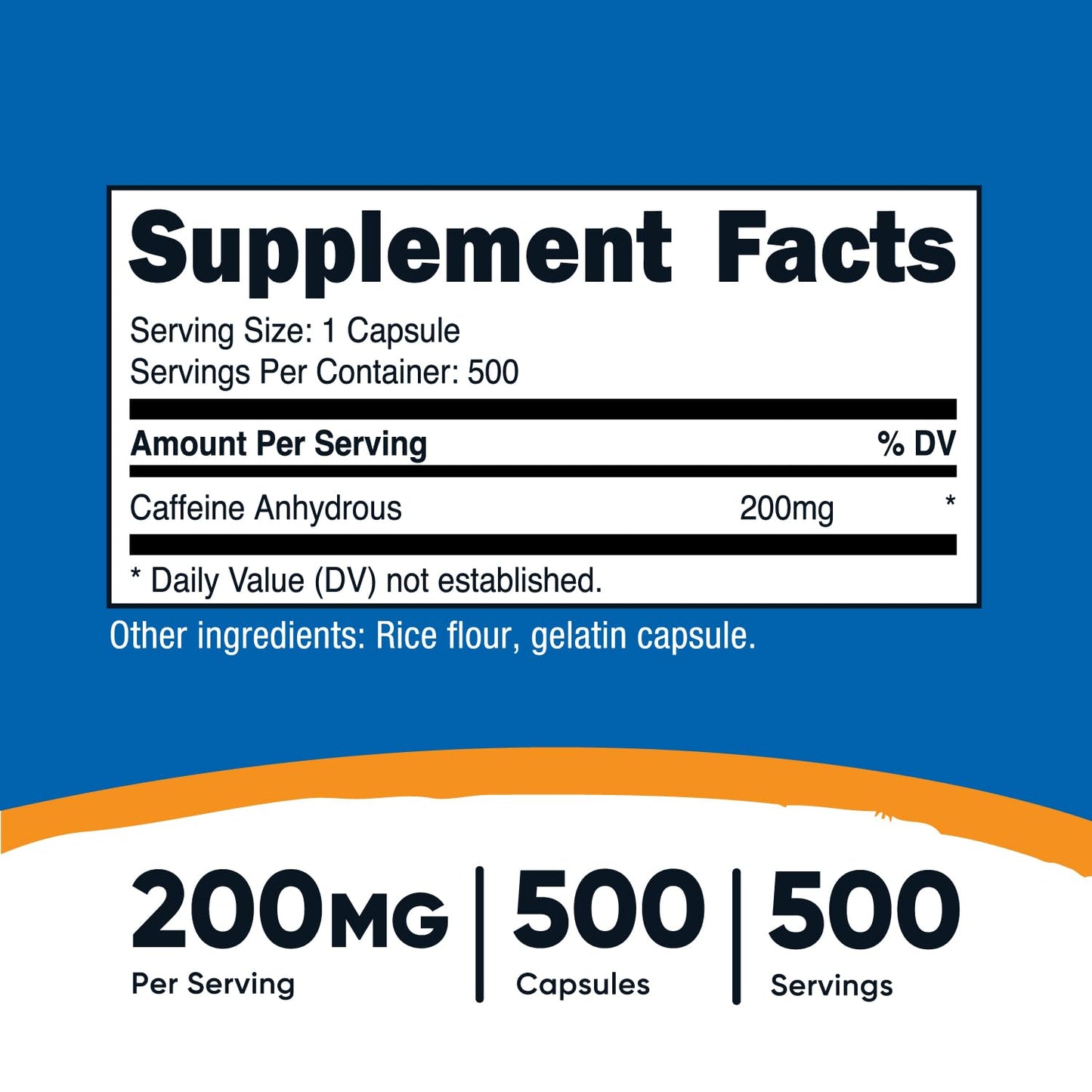 Pre-Order | Arrives in 5–10 Days – Nutricost Caffeine Pills, 200mg Per Serving (500 Caps)