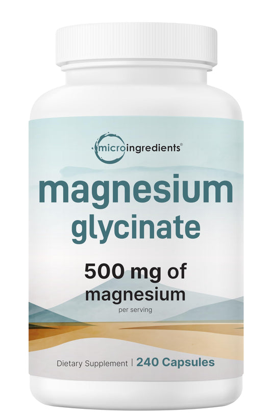 Pre-Order | Arrives in 5–10 Days – Magnesium Glycinate 500mg Per Serving, 240 Capsules | Potent Elemental Form, 100% Chelated, High Absorption | Healthy Muscle, Bones, & Mood Support Supplement | Non-GMO