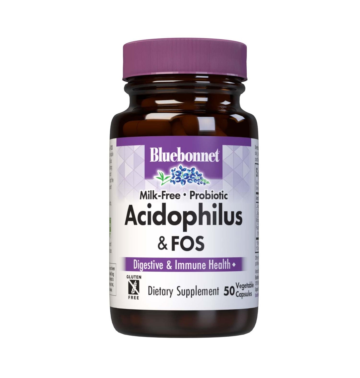 Pre-Order | Arrives in 5–10 Days – Bluebonnet Nutrition Milk-Free Probiotic Acidophilus & FOS, Digestive Health*, Immune Health*, Gluten-Free, Soy-Free, Dairy-Free, 50 Vegetable Capsules, 50 Servings