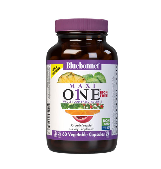 Pre-Order | Arrives in 5–10 Days – Bluebonnet Nutrition Maxi One (Iron-Free), Whole Food Multiple, Enzymes, Energy, Vitality, Gluten-Free, Kosher, Dairy-Free, Vegetarian Friendly, Soy-Free, Non-GMO, 60 Vegetable Capsule, 2 Month Supply