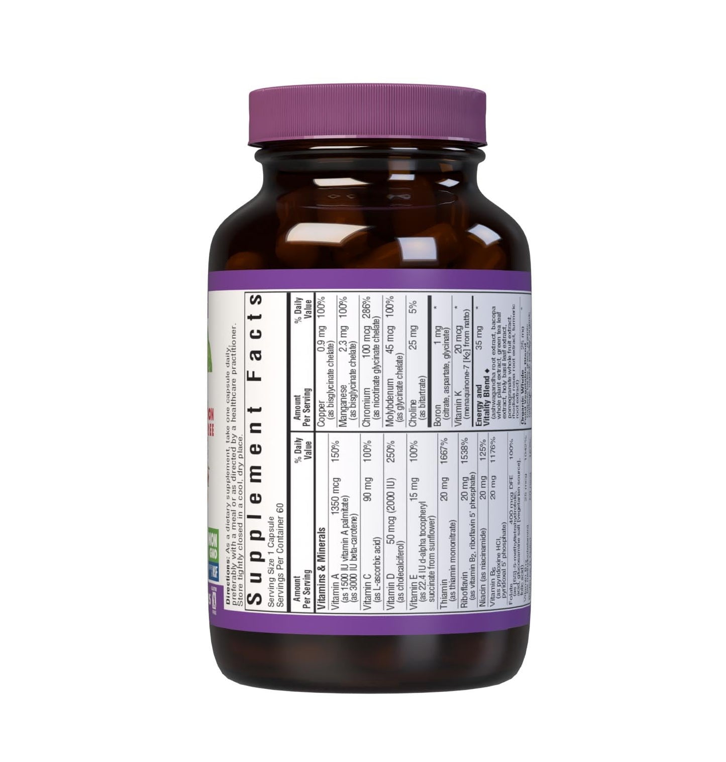 Pre-Order | Arrives in 5–10 Days – Bluebonnet Nutrition Maxi One (Iron-Free), Whole Food Multiple, Enzymes, Energy, Vitality, Gluten-Free, Kosher, Dairy-Free, Vegetarian Friendly, Soy-Free, Non-GMO, 60 Vegetable Capsule, 2 Month Supply