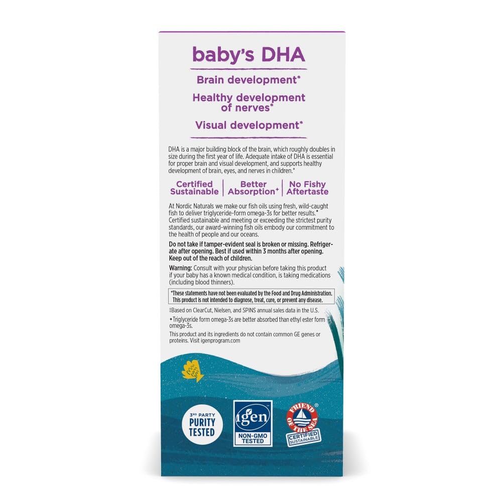 Pre-Order | Arrives in 5–10 Days – Nordic Naturals Baby’s DHA, Unflavored - 2 oz - 1050 mg Omega-3 + 300 IU Vitamin D3 - Supports Brain, Vision & Nervous System Development in Babies - Non-GMO - Servings May Vary