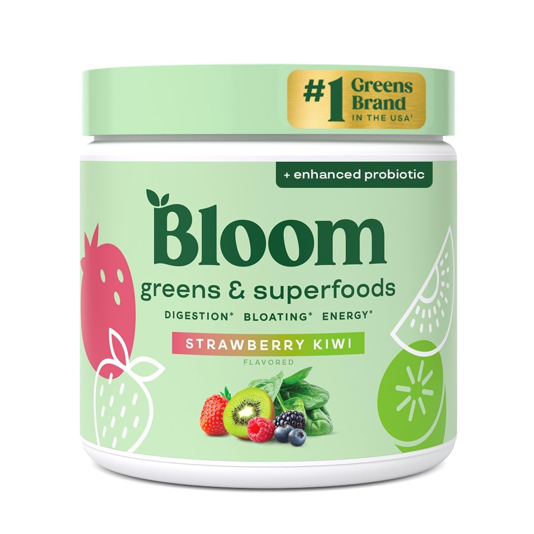 Pre-Order | Arrives in 5–10 Days –
Bloom Nutrition Greens and Superfoods Powder for Digestive Health, Greens Powder, Digestive Enzymes, Probiotics, Spirulina, Chlorella for Bloating & Gut Support, Green Juice, 30 SVG, Strawberry Kiwi