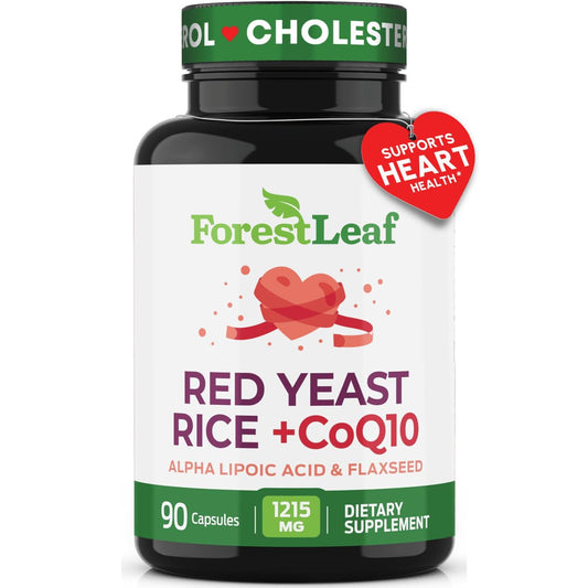 Pre-Order | Arrives in 5–10 Days – Red Yeast Rice 1215 mg. Capsules - Extra Strength Red Rice Yeast with CoQ10 Supplement, Plus Alpha Lipoic Acid & Organic Flaxseed, Citrinin Free, Supports Cardiovascular Health, Non-GMO 90 Veggie Caps