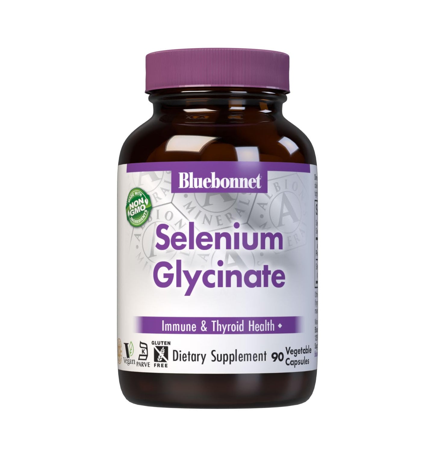 Pre-Order | Arrives in 5–10 Days – Bluebonnet Nutrition Albion Selenium Glycinate, Immune Health*, Thyroid Health*, Soy-Free, Gluten-Free, Non-GMO, Kosher Certified, Dairy-Free, Vegan, 90 Vegetable Capsules, 90 Servings