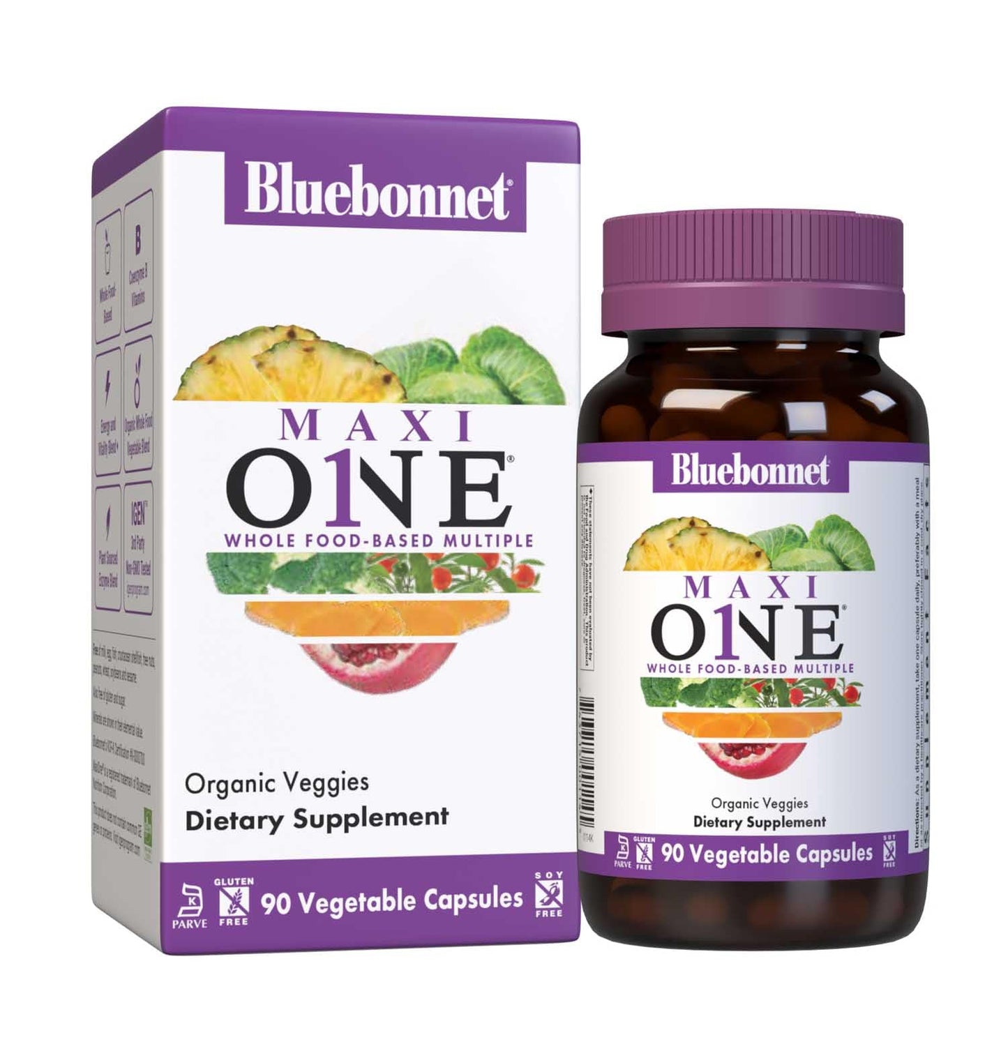 Pre-Order | Arrives in 5–10 Days – Bluebonnet Nutrition Maxi One (with Iron), Whole Food Multiple, Enzymes, Energy, Vitality, Gluten-Free, Kosher, Dairy-Free, Vegetarian Friendly, Soy-Free, Non-GMO, 90 Vegetable Capsule, 3 Month Supply, Beige