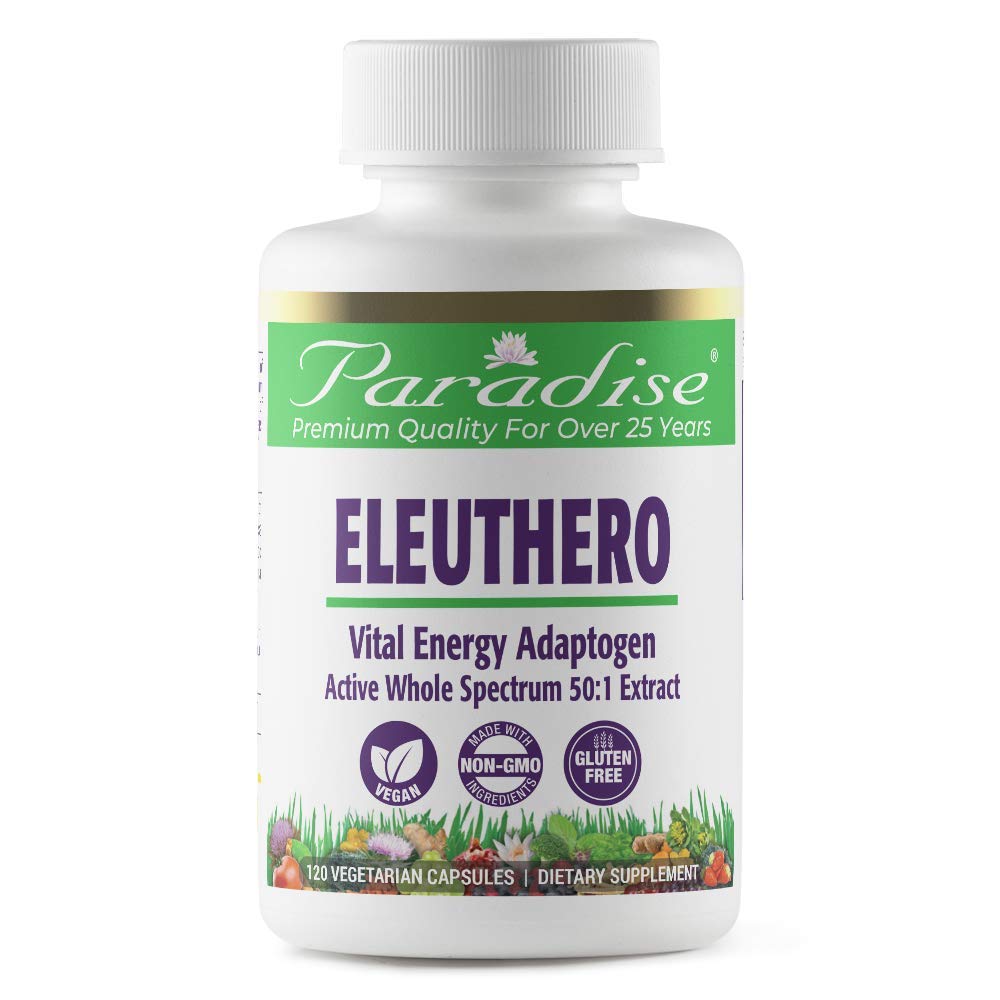 Pre-Order | Arrives in 5–10 Days – Paradise Herbs Eleuthero Root Extract, Adaptogen Supplement, Super Potent, Ultra Pure, Vegan, Non GMO, 120 Vegetarian Capsules