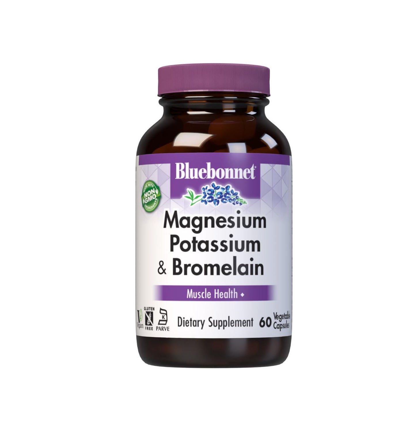Pre-Order | Arrives in 5–10 Days – BlueBonnet Magnesium Potassium Plus Bromelain Vegetarian Capsules, 60 Count