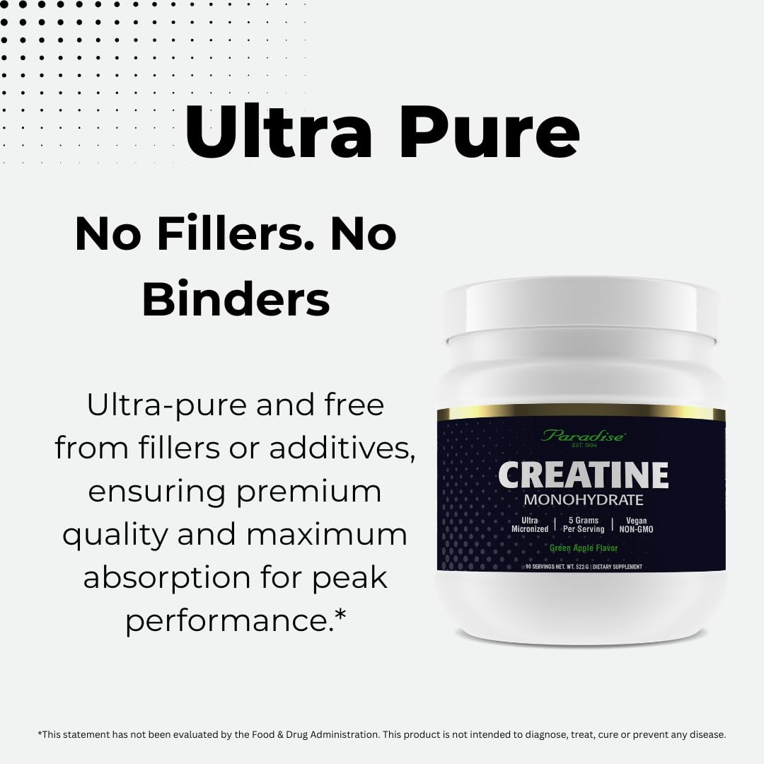 Pre-Order | Arrives in 5–10 Days – Paradise Creatine Monohydrate Powder - Micronized for Enhanced Absorption - Supports Muscle Building & Athletic Performance - 500g - 100 Servings