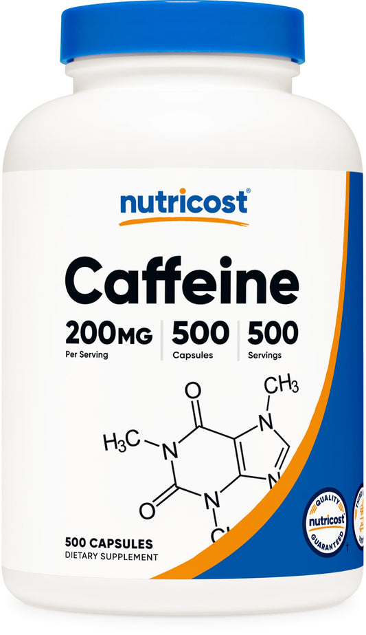 Pre-Order | Arrives in 5–10 Days – Nutricost Caffeine Pills, 200mg Per Serving (500 Caps)