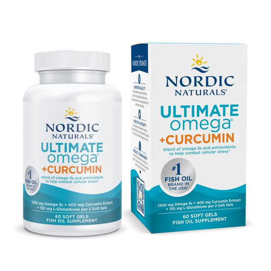 Pre-Order | Arrives in 5–10 Days – Nordic Naturals Omega Curcumin, Lemon - 60 Soft Gels - 1200 mg Omega-3 + 400 mg Optimized Curcumin - Combats Cellular Stress - Non-GMO - 30 Servings