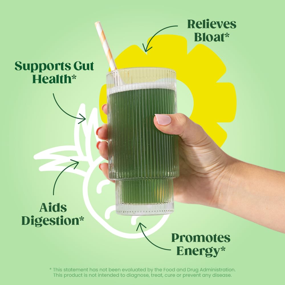 Pre-Order | Arrives in 5–10 Days –
Bloom Nutrition Superfood Greens Powder, Digestive Enzymes with Probiotics and Prebiotics, Gut Health, Bloating Relief for Women, Chlorella, Green Juice Mix with Beet Root Powder, 25 SVG, Pineapple