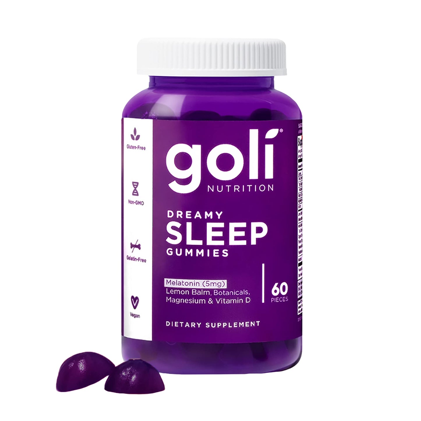 Pre-Order | Arrives in 5–10 Days – Goli Dreamy Sleep Gummy - 60 Count - Melatonin, Vitamin D, Magnesium, and Lemon Balm Extract - Gelatin-Free, Gluten-Free, Vegan & Non-GMO