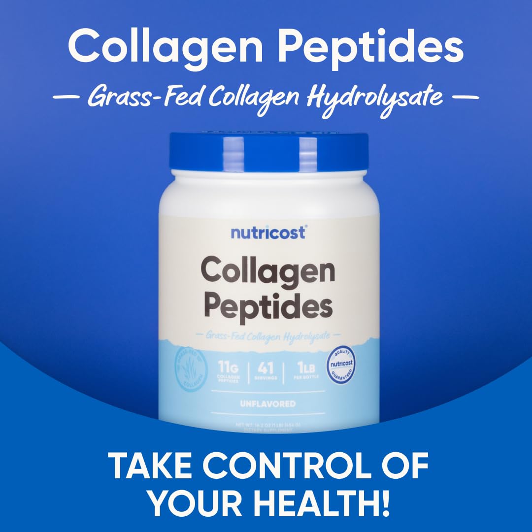 Pre-Order | Arrives in 5–10 Days – Nutricost Grass-Fed Collagen Powder 1LB (454 G) - Bovine Collagen Hydrolysate (Unflavored) - Collagen Peptides