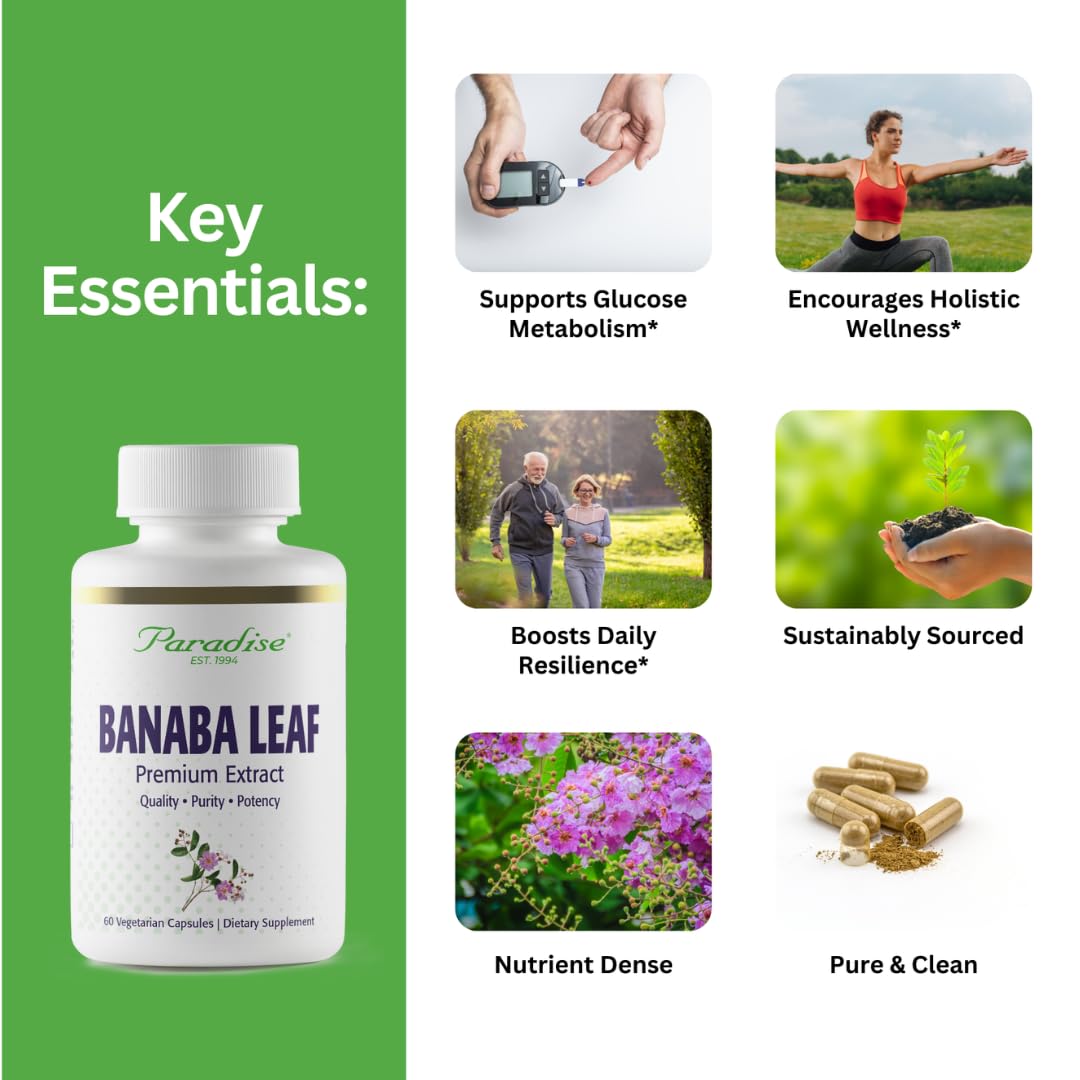 Pre-Order | Arrives in 5–10 Days – Paradise Herbs, Banaba Leaf, 12:1 Concentrated Extract, 250 mg, Vegan, Gluten-Free, Non-GMO, 60 Capsules