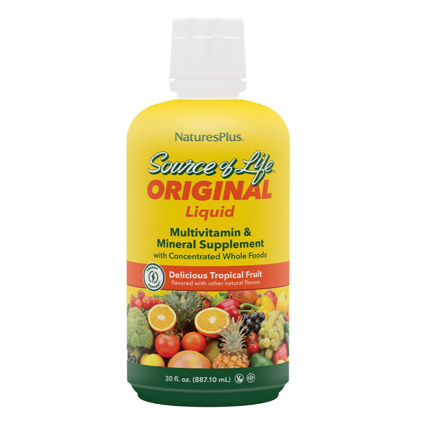 Pre-Order | Arrives in 5–10 Days – Natures Plus Source of Life Liquid, Tropical Fruit - 30 fl oz - Multivitamin & Mineral Supplement - Gluten Free, Vegetarian - 30 Servings
