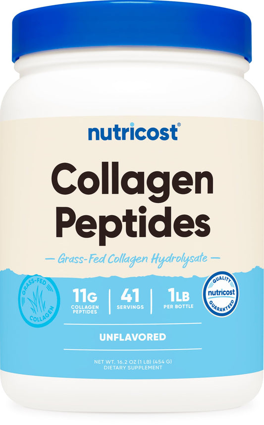 Pre-Order | Arrives in 5–10 Days – Nutricost Grass-Fed Collagen Powder 1LB (454 G) - Bovine Collagen Hydrolysate (Unflavored) - Collagen Peptides