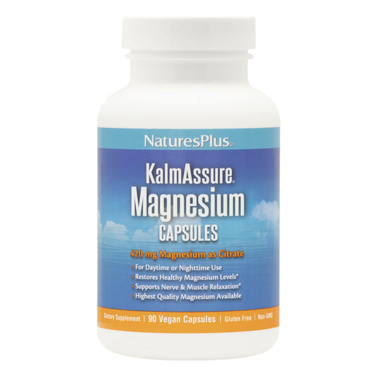 Pre-Order | Arrives in 5–10 Days – NaturesPlus Kalmassure Magnesium - 400 mg, 90 Vegan Capsules - Natural Stress Relief Supplement, Supports Nerve and Muscle Relaxation - Vegetarian, Gluten-Free - 30 Servings
