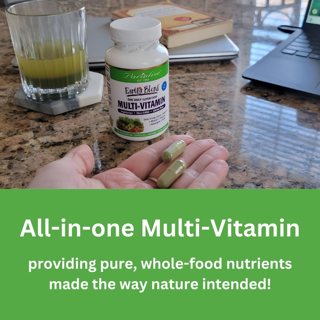 Pre-Order | Arrives in 5–10 Days – Paradise Herbs Earth's Blend Women's Once Daily Multivitamin with Iron, 48 Organic Superfoods, Probiotics, Antioxidants, Vitamins A, B12, C, D, K2, 120 Capsules