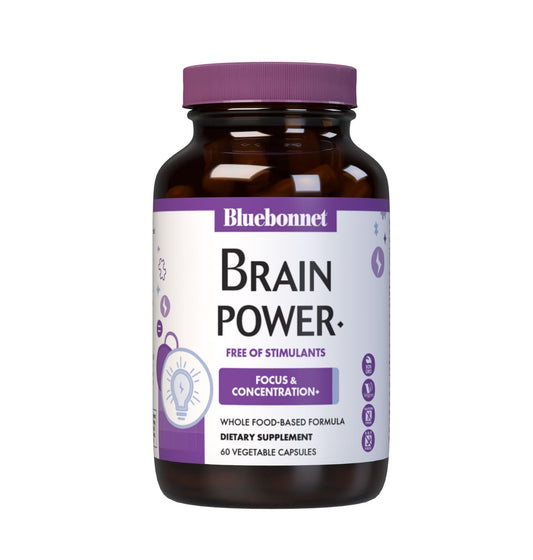 Pre-Order | Arrives in 5–10 Days – Bluebonnet Nutrition BrainPower – Whole Food-Based Nootropic Blend - for Brain Health*- Non-GMO, Vegan - Free of Gluten, Dairy, Soy & Stimulants - 60 Vegetable Capsules, 30 Servings