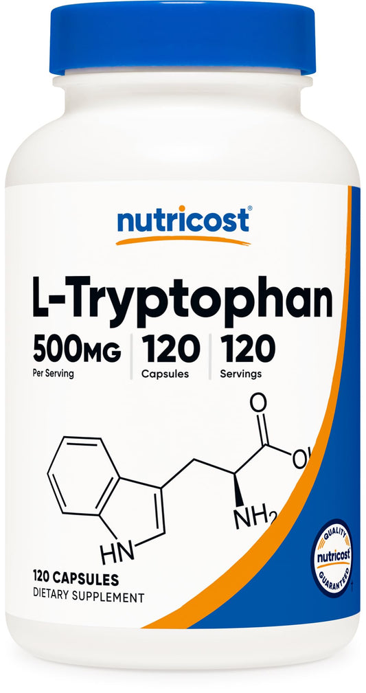 Pre-Order | Arrives in 5–10 Days – Nutricost L-Tryptophan 500mg, 120 Capsules - with BioPerine, Gluten Free, Non-GMO