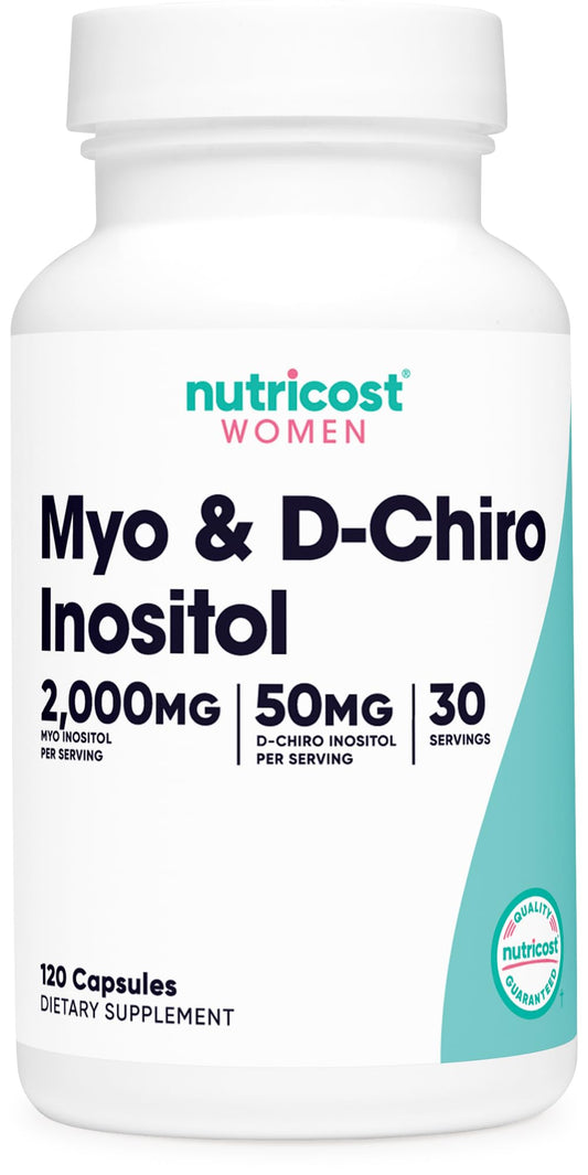 Pre-Order | Arrives in 5–10 Days – Nutricost Myo Inositol & D-Chiro Inositol for Women 2000mg, 120 Capsules, 2000mg Myo & 50mg D-Chiro Per Serving, 30 Servings, Vegetarian Friendly, Non-GMO & Gluten Free