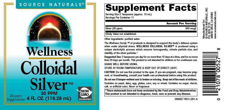 Pre-Order | Arrives in 5–10 Days – Source Naturals Wellness Colloidal Silver 30 ppm, Supports Physical Well Being* - 4 Fluid oz