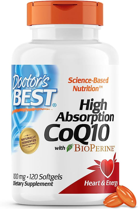 Pre-Order | Arrives in 5–10 Days – Doctor's Best High Absorption CoQ10 with BioPerine, Gluten Free, Naturally Fermented, Heart Health, Energy Production, 100 mg, 120 Count