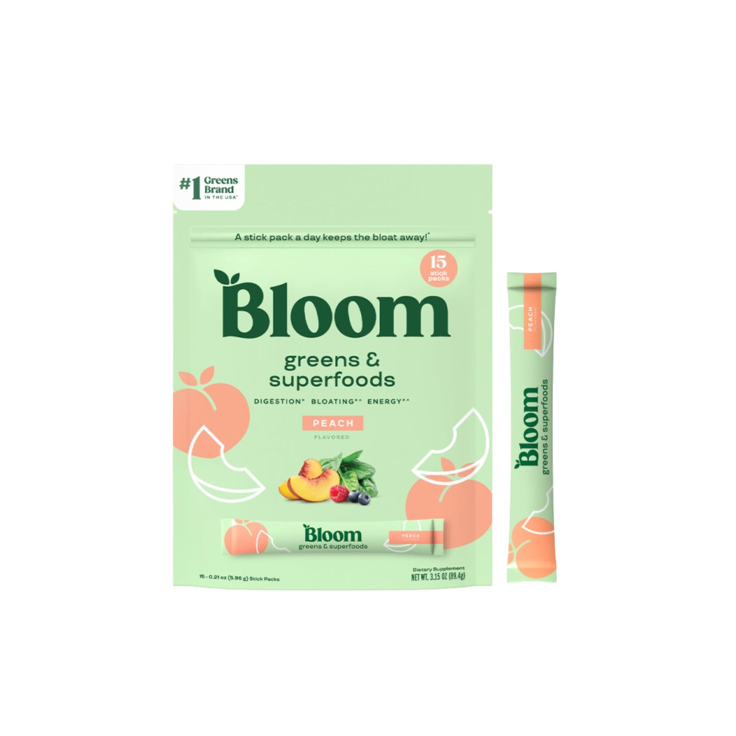 Pre-Order | Arrives in 5–10 Days –
Bloom Nutrition Greens and Superfoods Powder Packets for Digestive Health, Greens Powder, Digestive Enzymes, Probiotics, Spirulina, Chlorella for Bloating & Gut Support, 15 Stick, Peach
