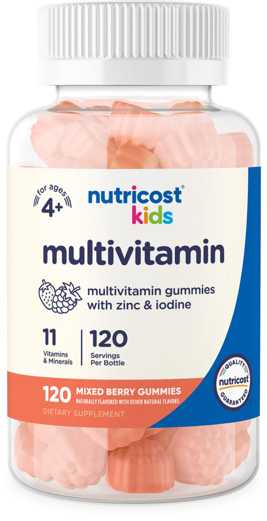 Pre-Order | Arrives in 5–10 Days – Nutricost Kids Multivitamin Gummies 120 Servings (Mixed Berry Flavored Gummies) - Gluten Free, Non-GMO, and Vegetarian Friendly