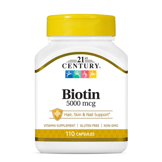 Pre-Order | Arrives in 5–10 Days – 21st Century Biotin, 5,000 mcg, 110 Capsules