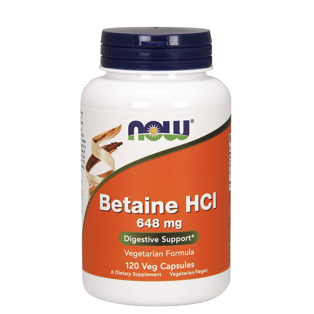 Pre-Order | Arrives in 5–10 Days – Now Foods Betaine HCl, 648 mg with 150 mg of Pepsin, 120 Capsules, 2 Pack