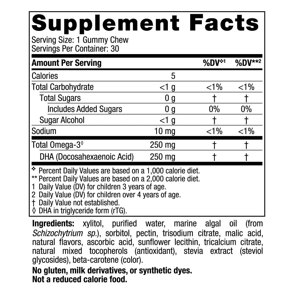 Pre-Order | Arrives in 5–10 Days – Nordic Naturals Zero Sugar Children’s DHA Vegetarian Gummy Chews - Passion Fruit Lemon Flavor - 30 Gummies - Vegan Algae Oil Omega-3 Supplement for Kids Brain & Cognition Support - 30 Servings