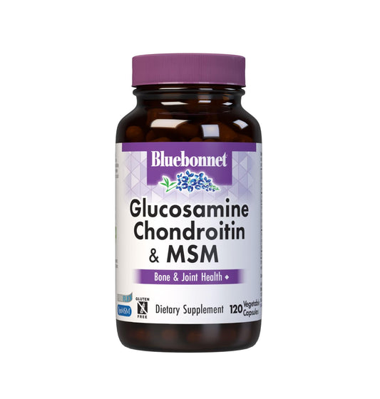 Pre-Order | Arrives in 5–10 Days – Bluebonnet Nutrition Glucosamine Chondroitin & MSM, Glucosamine, Bone & Joint Health*, Non-GMO, Gluten-Free, Soy-Free, Dairy-Free, 120 Vegetable Capsules, 40 Servings