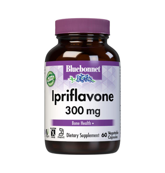 Pre-Order | Arrives in 5–10 Days – BlueBonnet Nutrition Ipriflavone 300mg – for Bone Health* – Ostivone Source - Non-GMO, Vegan, Kosher Certified, Gluten-Free, Soy-Free, Dairy-Free – 60 Vegetable Capsules, 60 Servings