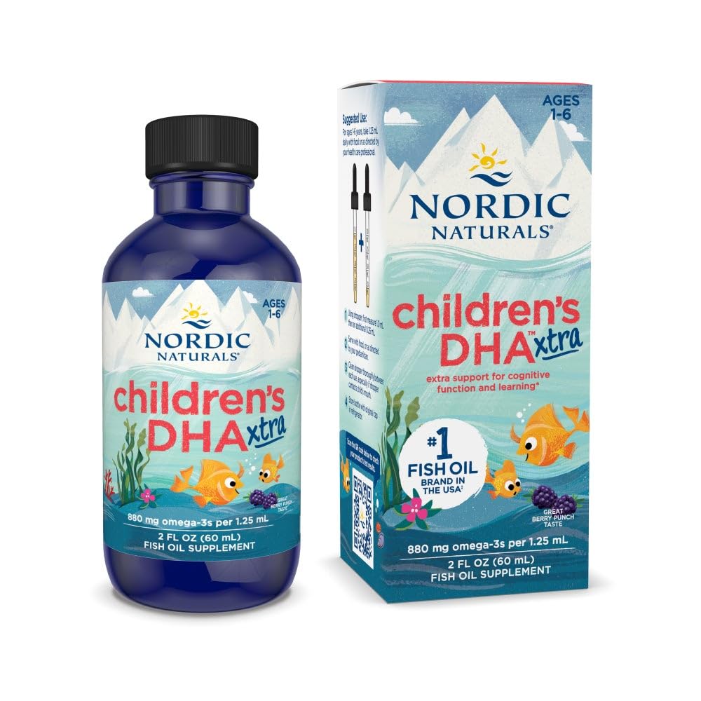 Pre-Order | Arrives in 5–10 Days – Nordic Naturals Children’s DHA Xtra, Berry Punch - 2 oz for Kids - 880 mg Total Omega-3s with EPA & DHA - Cognitive & Immune Function, Learning, Social Development - Non-GMO - 48 Servings