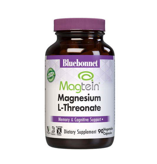 Pre-Order | Arrives in 5–10 Days – Bluebonnet Nutrition Magnesium L-Threonate, Memory & Cognitive Support*, Non-GMO, Vegan, Kosher Certified, Gluten-Free, Soy-Free, 90 Vegetable Capsules, 30 Servings