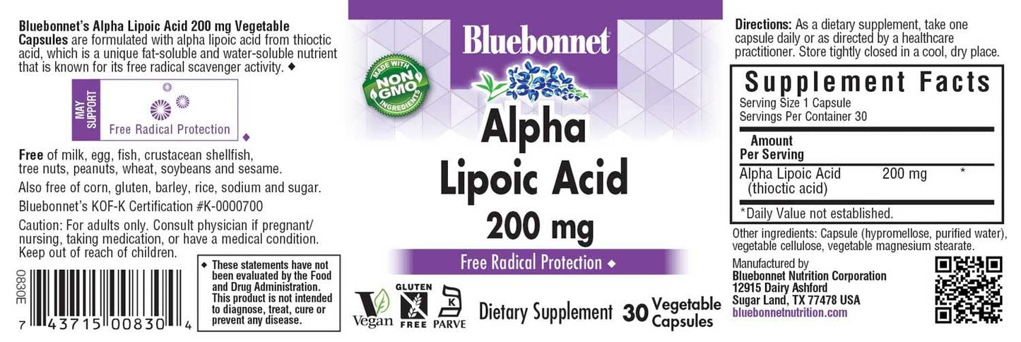 Pre-Order | Arrives in 5–10 Days – BLUEBONNET NUTRITION ALPHA LIPOIC ACID 200 mg