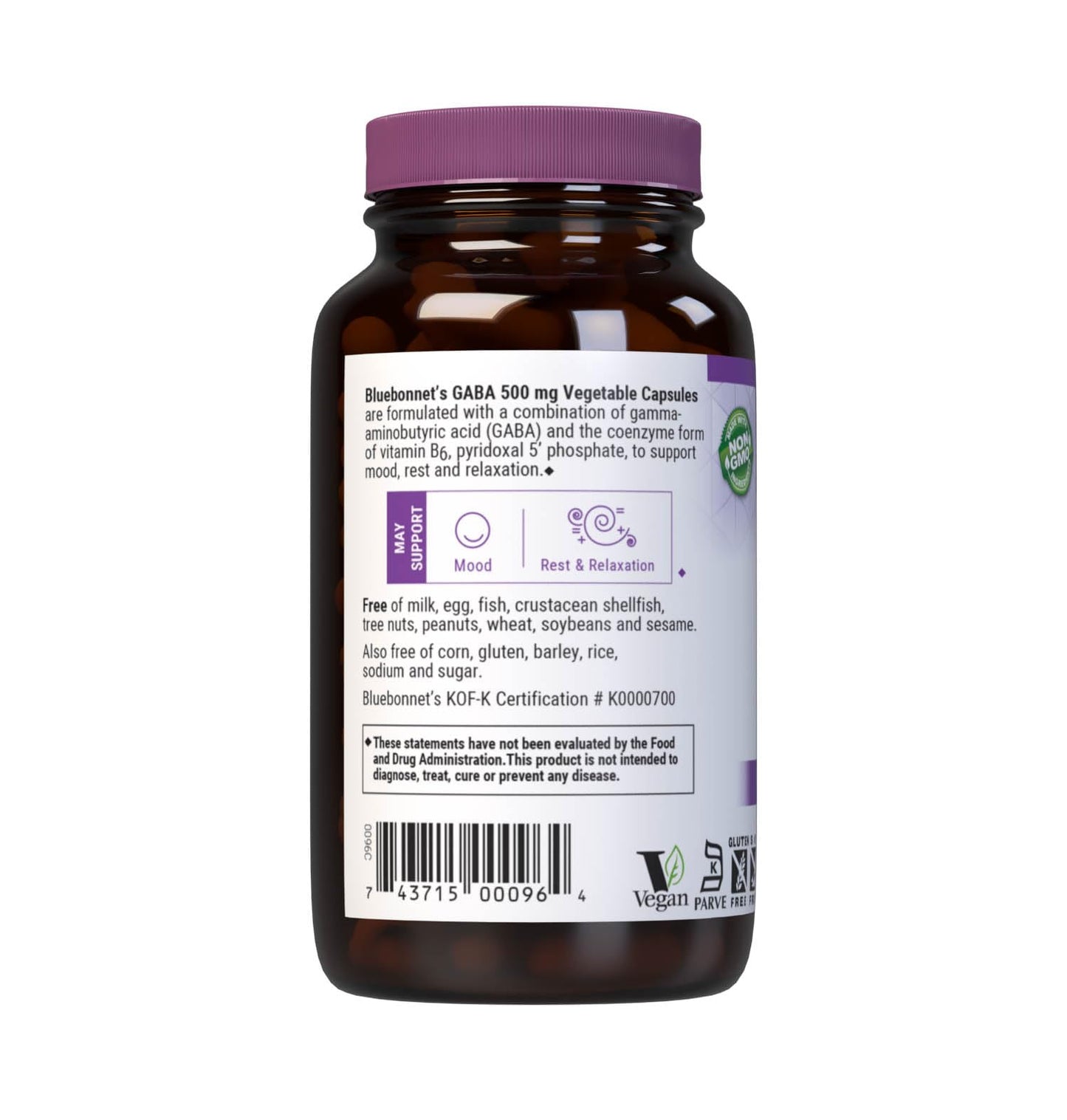 Pre-Order | Arrives in 5–10 Days – BlueBonnet Nutrition GABA 500mg, for Stress Relief*, Supports Relaxation*, Kosher, Vegan, Gluten-Free, Soy-Free, Non-GMO, 120 Count, 120 Servings