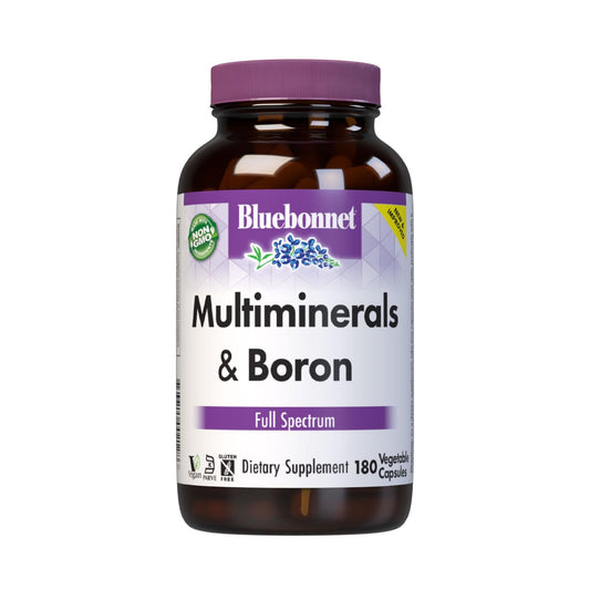 Pre-Order | Arrives in 5–10 Days – Bluebonnet Nutrition Multiminerals & Boron with Iron, Full Spectrum, Bone Health*, Non-GMO, Kosher Certified, Gluten-Free, Soy-Free, Dairy-Free, 180 Vegetable Capsules, 45 Servings