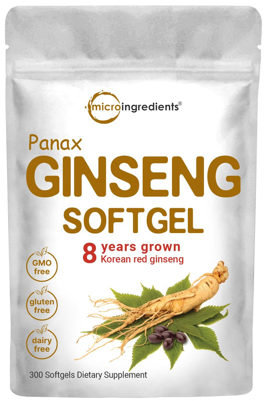 Pre-Order | Arrives in 5–10 Days – Micro Ingredients Red Panax Ginseng Supplement 6,000mg Per Serving, 300 Softgels | High Potency Korean Ginseng Root Extract with Active Ginsenosides | Supports Energy & Immune Health | Non-GMO