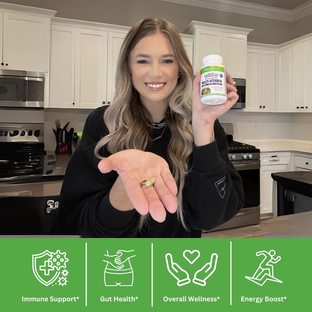 Pre-Order | Arrives in 5–10 Days – Paradise Herbs Earth's Blend Women's Once Daily Multivitamin with Iron, 48 Organic Superfoods, Probiotics, Antioxidants, Vitamins A, B12, C, D, K2, 120 Capsules