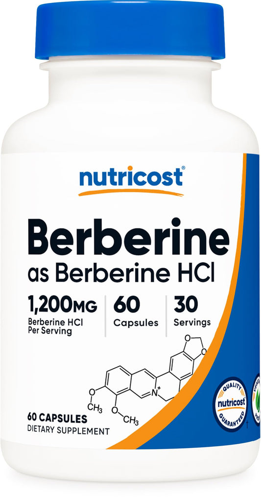 Pre-Order | Arrives in 5–10 Days – Nutricost Berberine HCl 1200mg , 60 Vegetarian Capsules - Gluten Free & Non-GMO