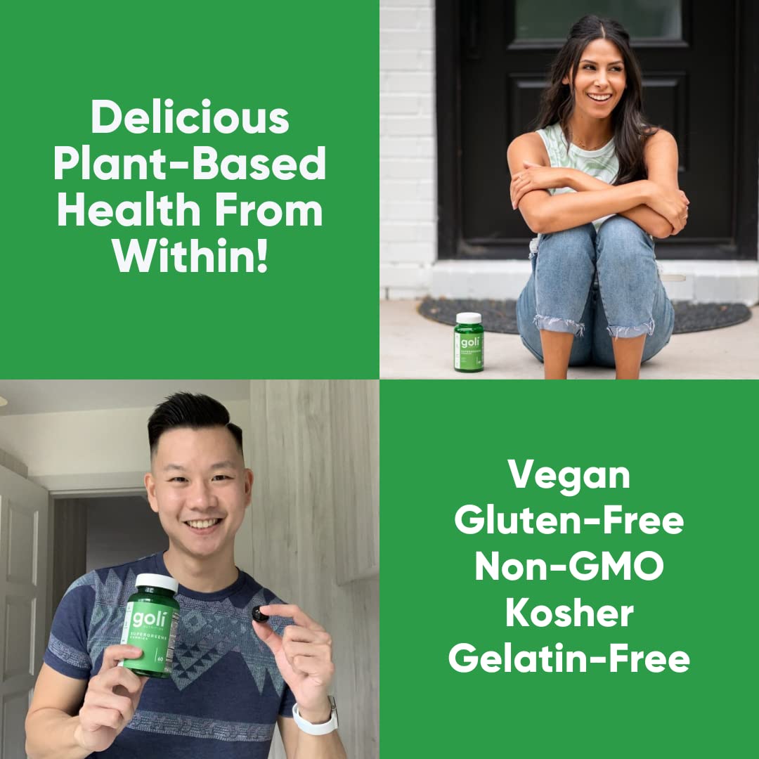 Pre-Order | Arrives in 5–10 Days – Goli SuperGreen Vitamin Gummy - 60 Count - Essential Vitamins and Minerals - Plant-Based, Vegan, Gluten-Free & Gelatin Free - Health from Within, Pack of 1