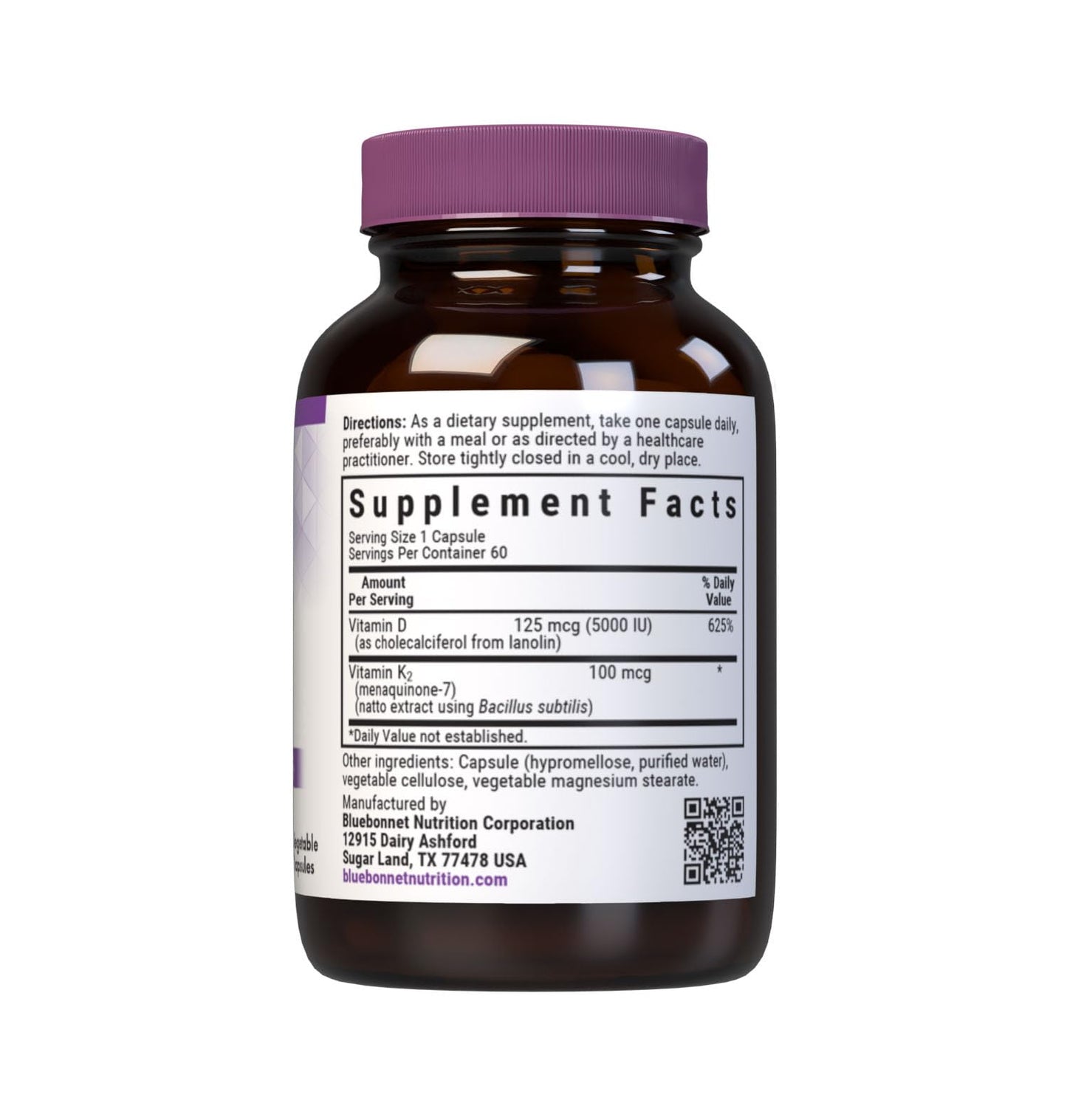 Pre-Order | Arrives in 5–10 Days – Bluebonnet Nutrition Vitamin D3 & K2, Soy-Free, for Strong-Healthy Bones*, Gluten-Free, Non-GMO, Dairy-Free, Kosher Certified, Vegetarian, 60 Vegetable Capsules, 60 Servings