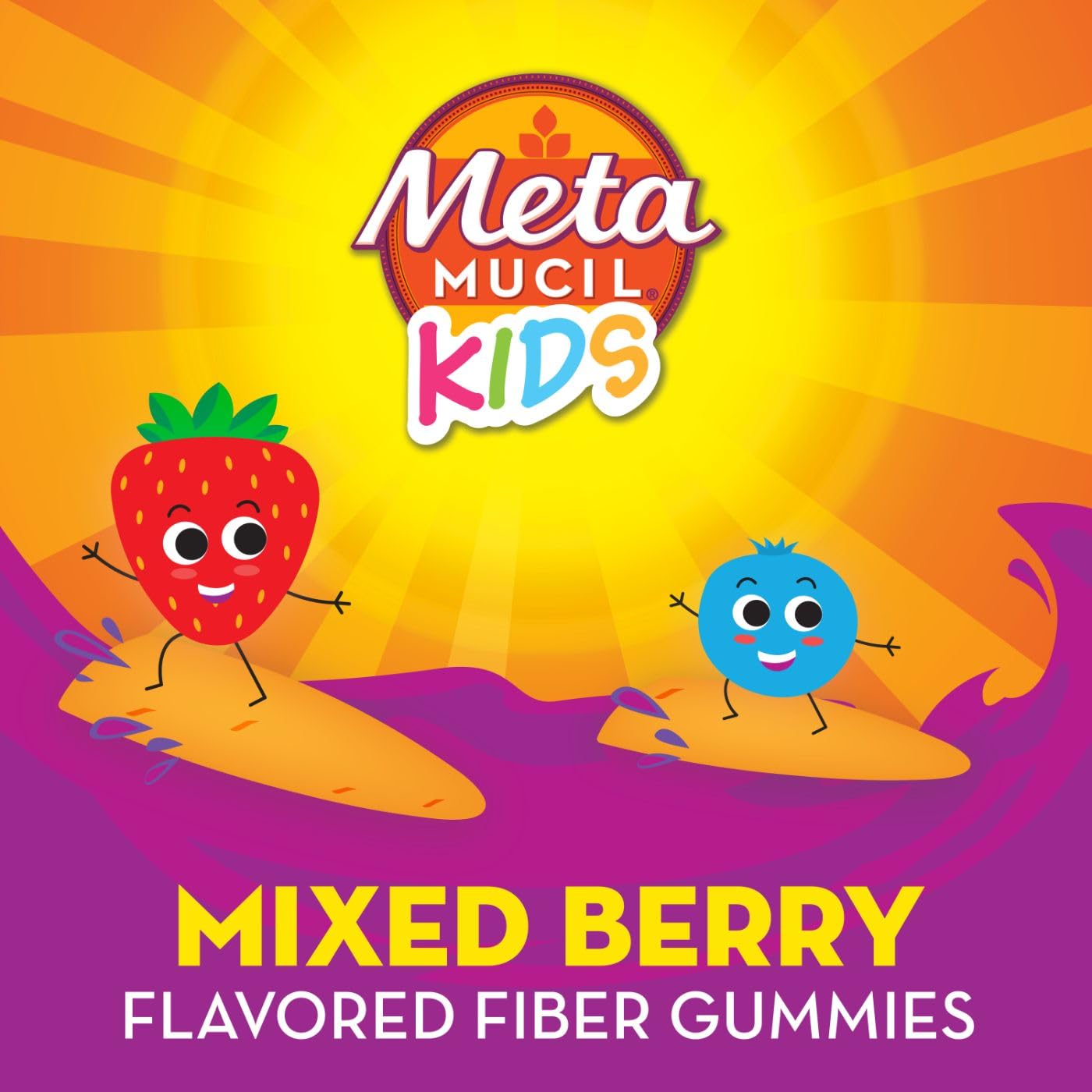 Pre-Order | Arrives in 5–10 Days – Metamucil Kids Fiber Supplement Gummies, No Sugar Added, 5g Prebiotic Plant-Based Fiber Blend, Mixed Berry Flavored, 120ct Gummies
