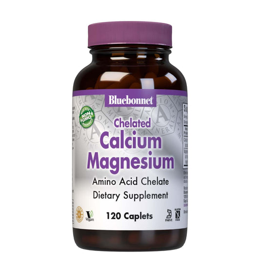 Pre-Order | Arrives in 5–10 Days – BlueBonnet Albion Chelated Calcium Magnesium Caplets, 120 Count